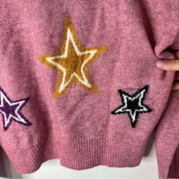 Electric & Rose Pink Mohair Wool Blend Sweater with Stars Anthropologie Medium - Picture 11 of 11